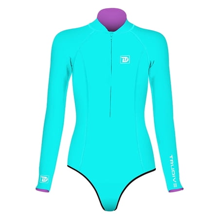 Trudive Women s Front Zip Long Sleeve Moderate Bikini Cut Wetsuit