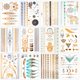 thumbnail image 1 of Tatuajes temporales metálicos, más de 120 para mujeres, adolescentes, niñas, tatuajes, pegatinas de tatuaje impermeables con brillo dorado y plateado para festivales y fiestas en la playa, 1 of 5