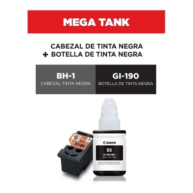 KIT DE MANTENIMIENTO Canon CABEZAL BH-1 TINTA GI-190 BK COMPATIBLE G1110 G1100 G2100 G2110 G3100 G3110 G4100 G4110 0692C004AA
