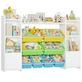 thumbnail image 5 of Homfa Kids Toy Organization Cubby Bookcase with 8 Bin, 2 Door White Storage Organizer Bookshelf for Children Room Playroom, 5 of 6