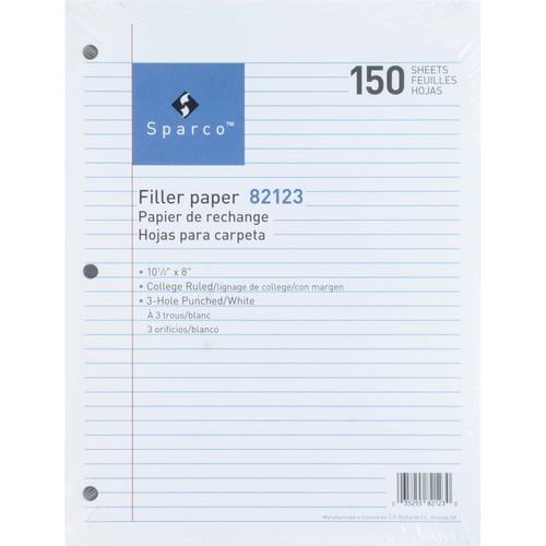 Sparco 3hole Punched Filler Paper 150 Sheets College Ruled Ruled