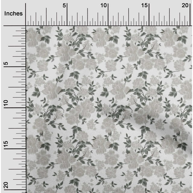 oneOone Viscose Jersey Fabric Leaves & Floral Ikat Printed Craft Fabric BTY 60 Inch Wide