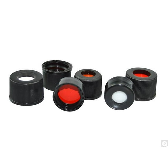 8-425 Black Pre-Assembled Top Hat with PTFE & Silicone Septa - Pack of 1000