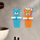 thumbnail image 2 of 2 juegos de soportes para vasos de cepillos de dientes con dibujos animados, sin perforaciones, multifuncionales, con taza, 2 of 8