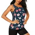 thumbnail image 2 of Xecao Cherry Blossoms print women's scoop neck, loose-fit workout tank tops for the gym., 2 of 9