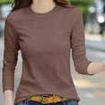 thumbnail image 2 of Women's T-Shirts Womens Ribbed Long Sleeve Crewneck Casual Slim Basic Shirts Fitted Knit Tops for Everyday Wear, 2 of 5