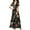 Black, variant on Women's Plus Size Bohemian Floral Printed Dress,Wrap V Neck Short Sleeve High Split Beach Party Maxi Dresses with Waist Strings