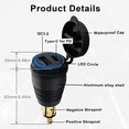 thumbnail image 3 of Motorcycle DIN Plug Waterproof Charger to QC3.0 USB Charger & Type C 30W Power Delivery Adapter Socket, 3 of 8
