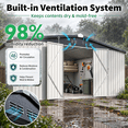 thumbnail image 3 of AECOJOY 12'x14' Waterproof Galvanized Steel Storage Shed with Lockable Double Doors, White, for Backyard & Patio, 3 of 8