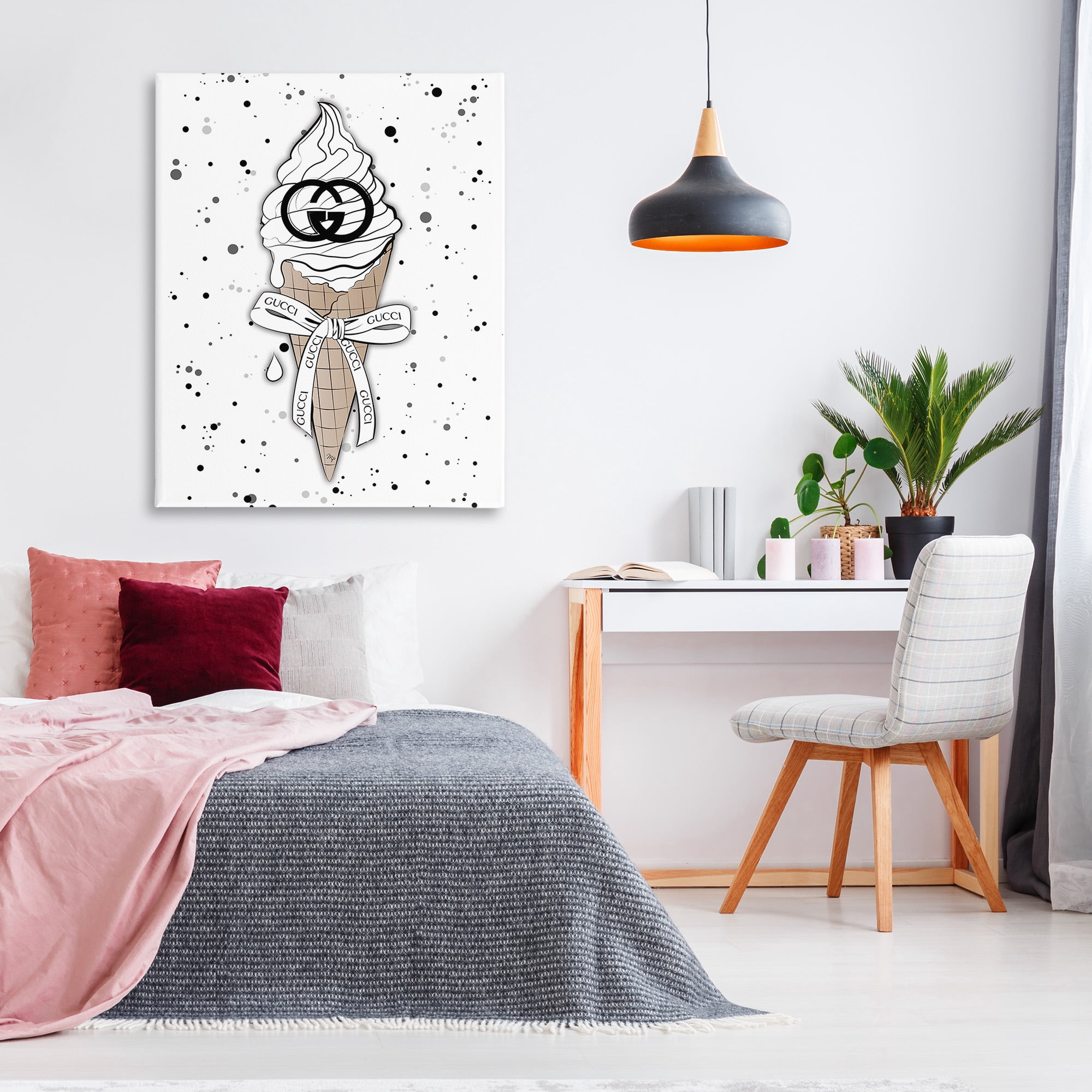 Stupell Industries Glam Ice Cream Pattern Beauty & Fashion Painting Gallery Wrapped Canvas Art Print Wall Art, 36 x 48