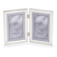 thumbnail image 1 of 4x6 Hinged Double - Vertical - Metal Picture Frame Silver-Plate with Delicate Beading, 1 of 1