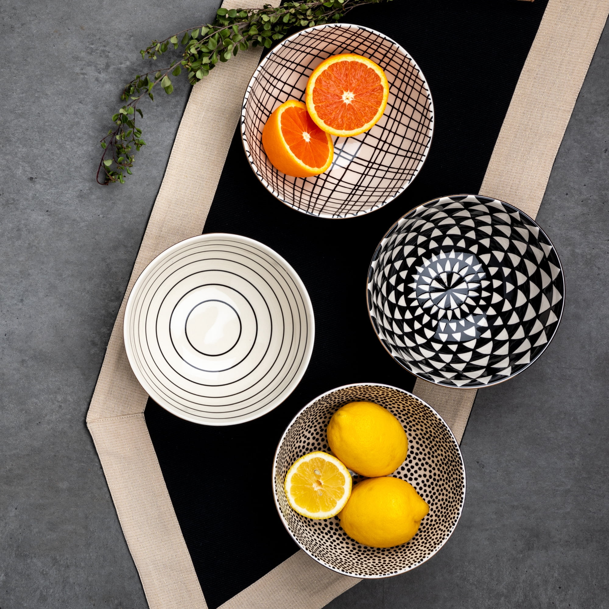 Thyme & Table Assorted 4-Piece Ceramic Round Bowls