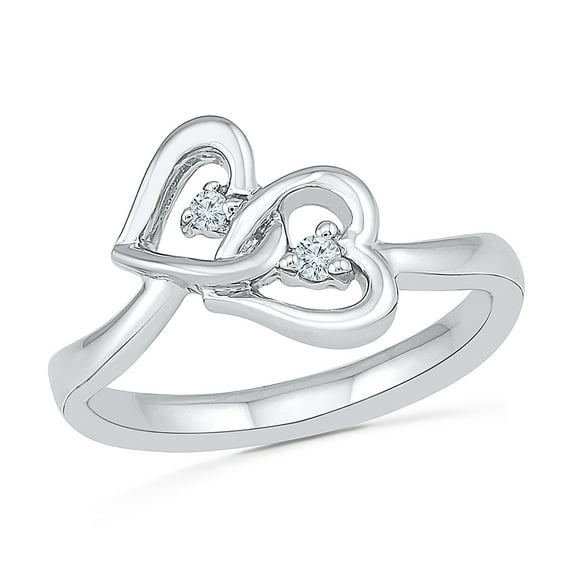 Sterling Silver White Round Diamond Fashion Ring (0.05 CTTW)