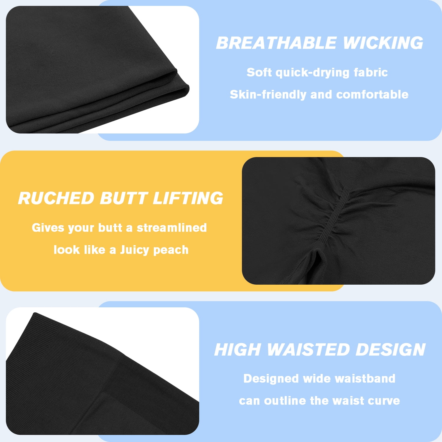 COOPLUS Womens Athletic Leggings Tummy Control High-waisted Seamless Running Pants for Gym Yoga Workout(Pack of 3)