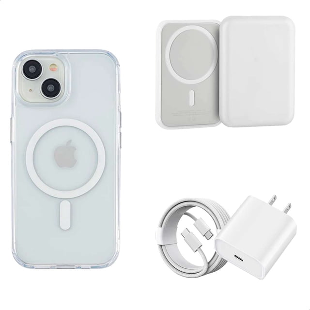 YUWY Kit Accesorios Compatibles Con MagSafe Para iPhone 15 Antigolpes Combo de Funda Batería y Cargador Para iPhone 15 Kit Accesorios Regalo Para iPhone