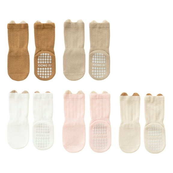 RUISINERY 5 Pairs Baby Socks Elastic Grip Sock Breathable Calf Socks Stockings Spring Autumn Cotton Stockings with Soles