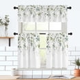 thumbnail image 5 of Green Leaf Curtain for Kitchen Bathroom Elegant Green Floral Rod Pocket Window Tier Curtains Valance Set 3 Pcs Plant Printed Short Curtains 54 x 18 inches + 27 x 36 inches *2, 5 of 6