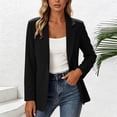 thumbnail image 2 of Floleo Women's Open-Front Notched Lapel Blazer, Long Sleeve Tailored Casual Jacket In Multiple Solid Colors(Black,L), 2 of 5