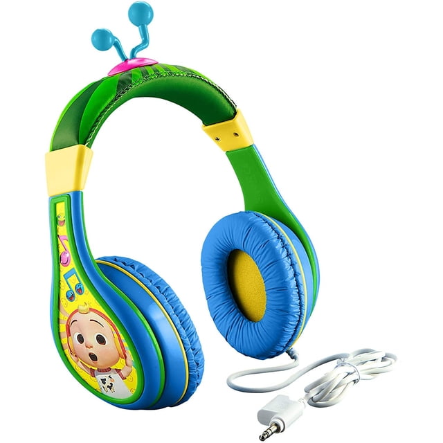 Cocomelon auriculares para niños, con cable, para escuela, hogar o viaje, control de volumen, conector de 3.5mm, incluye divisor de auriculares