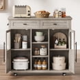 thumbnail image 4 of TROPOW Kitchen Island Cart on Wheels with Foldable Table, 2-Tier Rolling Kitchen Cart with Storage Shelf & Towel Rack, Mobile Workstation for Small Spaces, 4 of 7