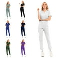 thumbnail image 4 of Womens Casual Sports Suit Jogging Pants Solid Color V-Neck Short-Sleeved Pocket Nurse Uniform Suit, 4 of 4