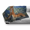 thumbnail image 3 of Fox Soft Flannel Fleece Throw Blanket, Serene Autumn Field in Cold Morning Animal Nature Scenery Grass Perspicacious, Cozy Plush for Indoor and Outdoor Use, 60" x 80", Blue White Orange, by Ambesonne, 3 of 6