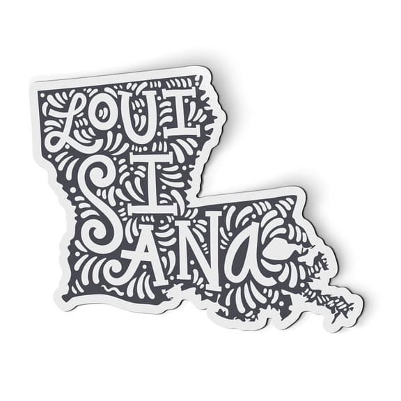 Louisiana Shape Cute Letters Native Local - 5.5" Magnet for Car Locker Refrigerator