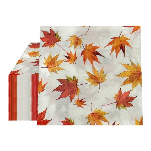 PEIBang 20 Pieces Fall Paper Napkins,Maple Leaves Guest Napkin,Fall Decorative Napkins for Thanksgiving Autumn Harvest Party Supplies