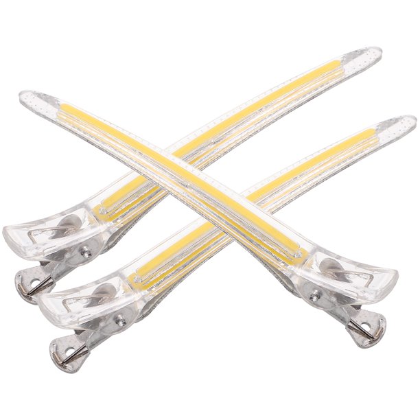 3 pinzas de pelo de cocodrilo de plástico amarillo para mujer, antideslizantes, con forma de pico de pato, para seccionar y accesorios de peluquería