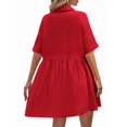 thumbnail image 4 of Women'S Summer Babydoll Dress Casual Short Sleeve Sundress Button Down Dresses Red M, 4 of 5