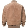 thumbnail image 2 of Men's Baseball Leather Jacket Vintage bomber Suede Jackets (2XL, Cognac), 2 of 6