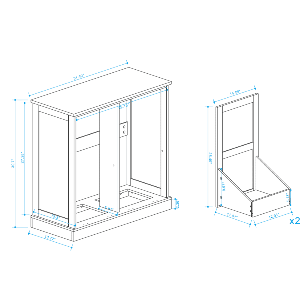 Tcbosik Tilt Out Laundry Hamper Cabinet with Removable Cloth Bags, Double Hidden Laundry Hamper Cabinet, Bathroom Storage Cabinet, Free Standing Organizer for Kitchen Living Room, White
