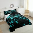 thumbnail image 4 of Gamer Bedding King Gaming Room Decor Comforter Sets, Geometry Honeycomb Print Bedding Comforter Sets Modern Abstract Plaid Duvet Insert 3 Pcs, Gamepad Controller Decor Quilt Reversible Teal, 4 of 7