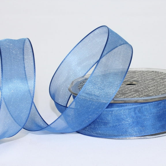 The Ribbon People Shimmering Royal Blue Crystal Wired Edge Craft Ribbon 1" x 54 Yards