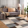 thumbnail image 3 of 8' Square Grey-Brown Square Patchwork Power Loom Stain Resistant Area Rug, 3 of 4