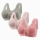 thumbnail image 1 of Karight 3 Pack Bras for Older Women Front Closure No Underwire Push up Bralettes Soft Floral Print Sleep Everyday Bra, 1 of 3