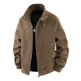 thumbnail image 4 of Men's Bomber Jacket Vintage Matte Textured Elastic Cuffs Zip Up Jacket Casual Loose Stand Collar Outer Coat With Pockets Fashion Commute Bomber Jacket, 4 of 9