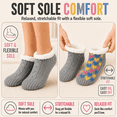 thumbnail image 4 of Girls Shortie Cabin Socks, 2 Pack, Soft Sole Sweater Knit with Silicone Grippers, GREY, S/M, 4 of 8