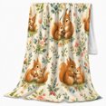 thumbnail image 2 of Whimsical Watercolor Squirrel Pairs Botanical, Cozy Woodland Scene, Warm Flannel Blanket for Cabin and Lodge, Garden Lovers Valentine's Day Gift, Botanical Home Decor, 2 of 9