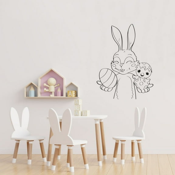 Cocomelon Character Cute Rabbit And Bird Easter Bunny Vinyl Wall Art Wall Sticker Decal Home Nursery Room Kids Room Study Room Boys Girls Room Cute Wall Décoration Design Décor Size (30x22 inch)