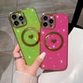 thumbnail image 5 of iPhone 12 Pro Max Magnetic Case，Glitter Case with Love Heart, Luxury Plating Cute Bling, Compatible with MagSafe,Clear Slim Shockproof Phone Case for Women Girls,Hot Pink, 5 of 14