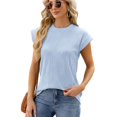 thumbnail image 2 of LYMAYTER Hauts Texturés à Manches Courtes Col Rond pour Femmes Été Décontracté T-Shirts Tricotés Blouses pour S-2TG, 2 of 10