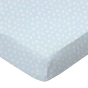 SheetWorld Fitted 100% Cotton Percale Play Yard Sheet Fits BabyBjorn Travel Crib Light 24 x 42, Stars Pastel Blue Woven