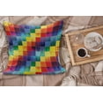 thumbnail image 2 of Abstract Fluffy Throw Pillow Cushion Cover, Rainbow Colored Square Shaped Diverse Patterns Diagonal Forms Geometric, Decorative Square Accent Pillow Case, 18" x 18", Multicolor, by Ambesonne, 2 of 5