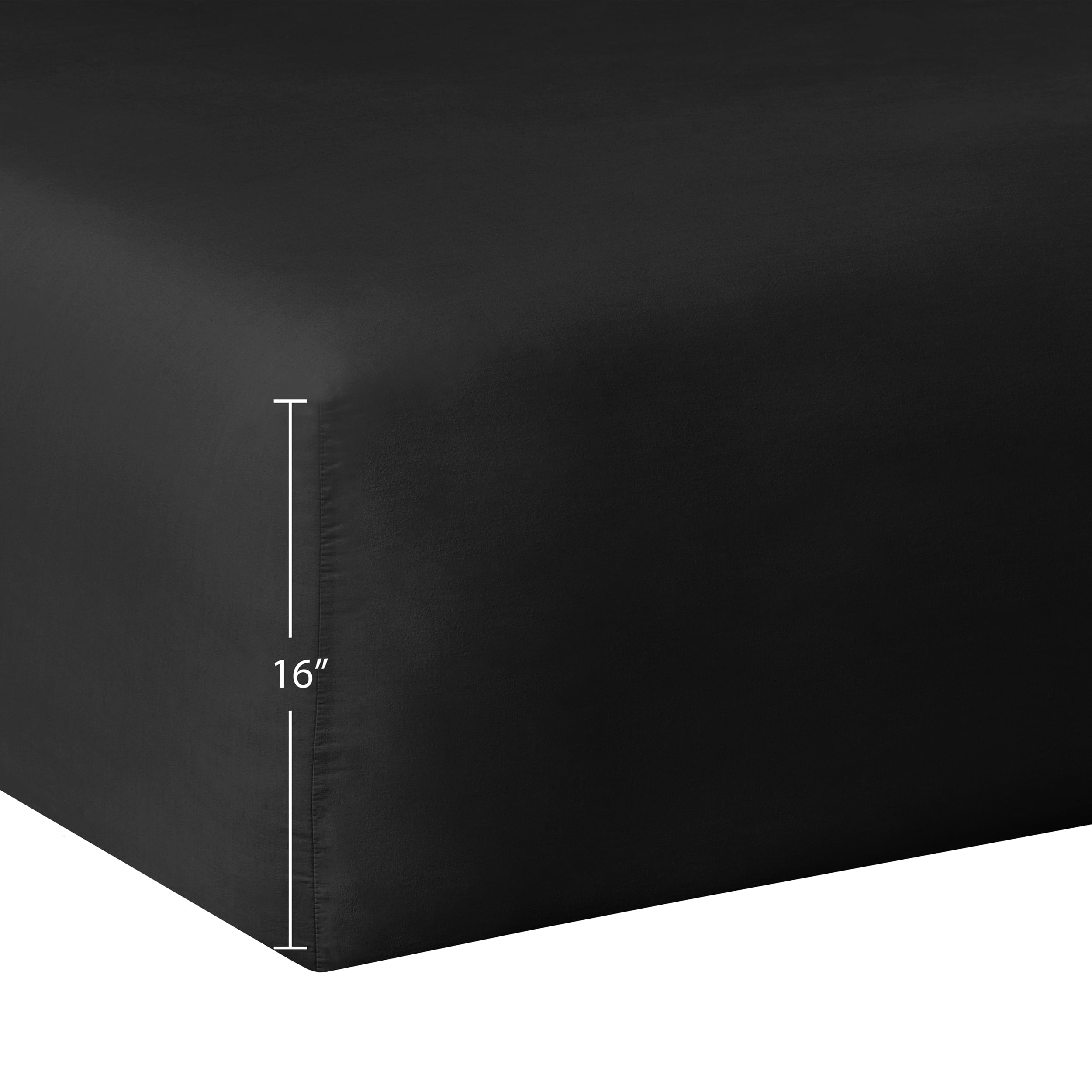 Mainstays Easy Care 300 Thread Count Solid Rich-Black CVC Cotton Blend Fitted Sheet, King (Adult)