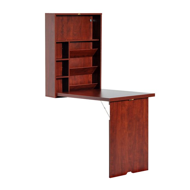 Compact Fold Out Wall Mounted Convertible Workstation Desk With Storage