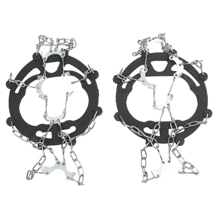 Men Stainless Steel Crampons 8 10 Tooth Anti Slip Ice Cleats For Shoes Boots Snow Mountaineering Hiking Ice Fishing Walking Traction Devices Black Orange(8-Black)