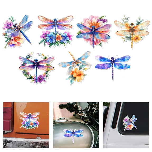 Reflective Vinyl Car Stickers Waterproof Decals for Vehicle Decoration Dragonfly 148x155mm 7pcs/set DIY