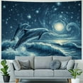 thumbnail image 4 of BCIIG Dolphin Ocean Night Sky Tapestry Wall Hanging Home Decor 60x50inch, 4 of 6