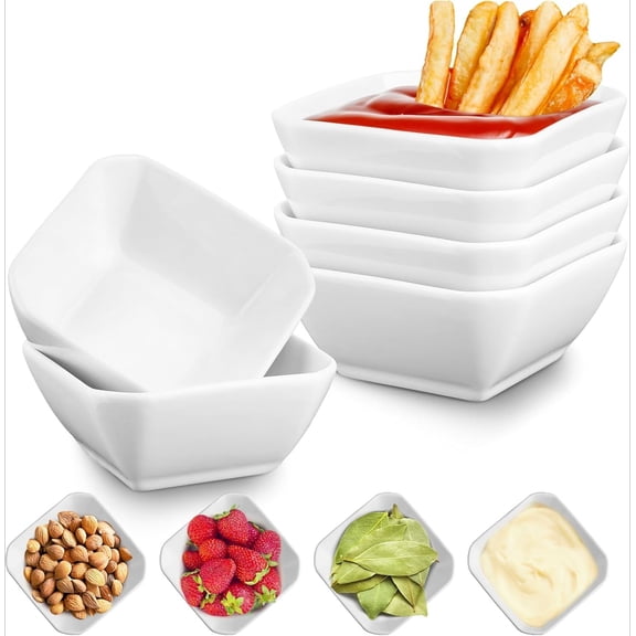 6 Pack 3 oz Ceramic Dipping Bowls, Mini Pinch Sauce Dishes, Small Condiment Serving Bowls for Sushi, Soy Sauce, Ketchup, BBQ, Side Dishes & Party